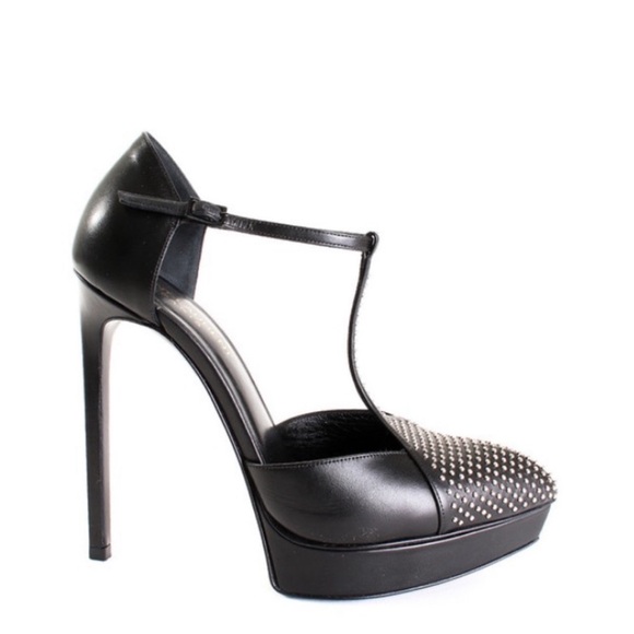 YSL Studded Janis Mary Jane Heel. Black. Size 38. - Picture 3 of 15